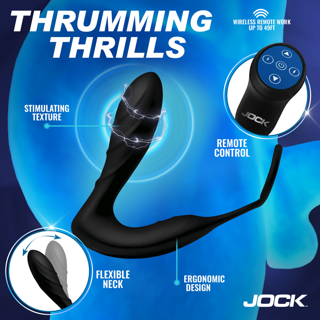 Jock Shockwave E-Stim Ribbed Anal Plug with C-Ring