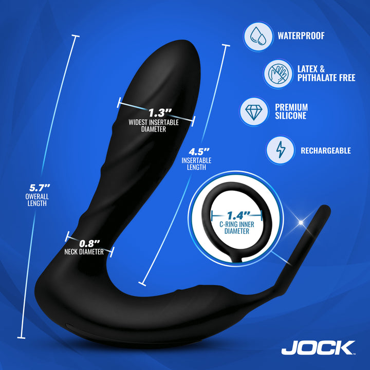 Jock Shockwave E-Stim Ribbed Anal Plug with C-Ring