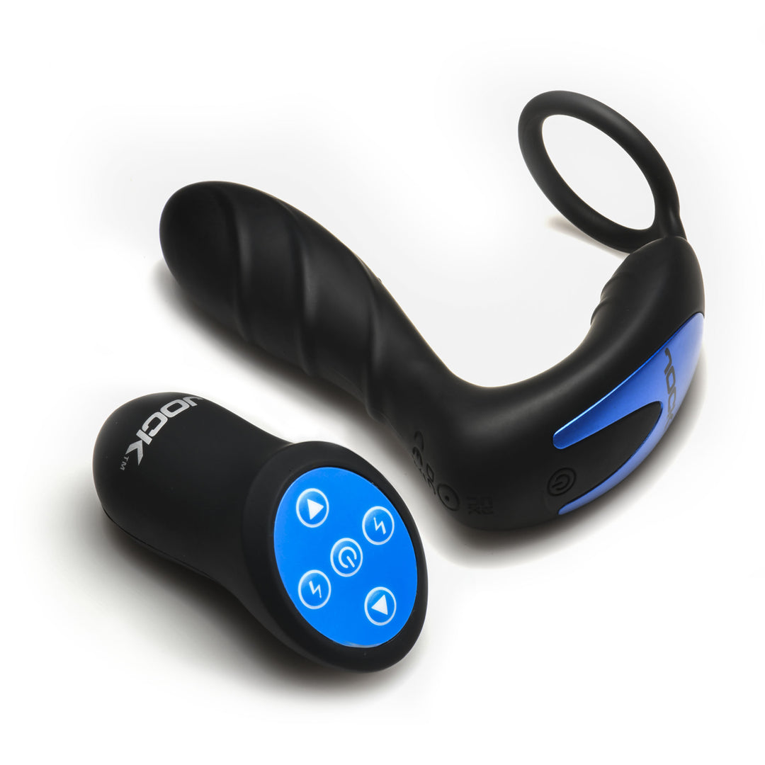 Jock Shockwave E-Stim Ribbed Anal Plug with C-Ring