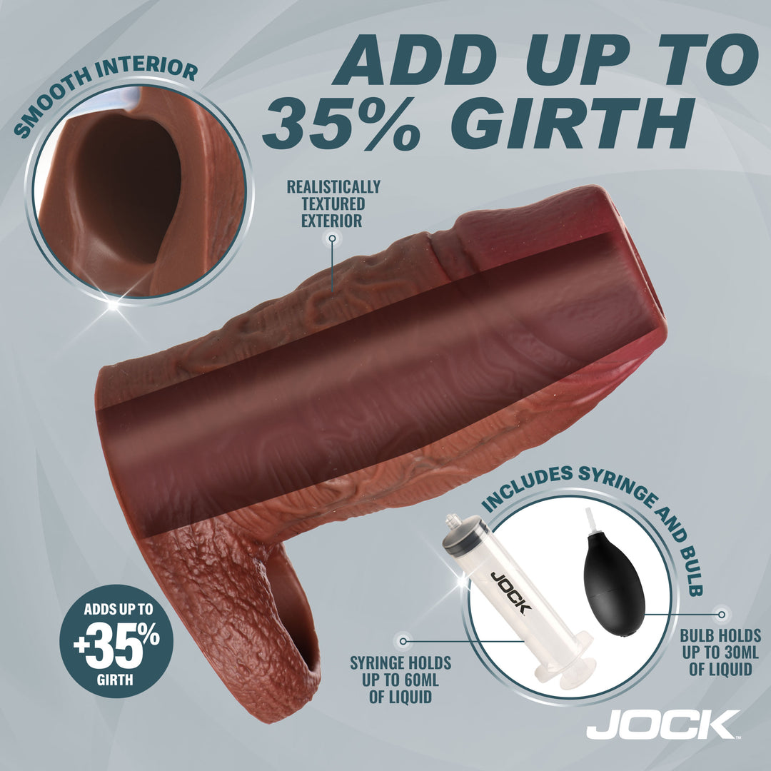 Jock Squirting Silicone Penis Enhancer with Ball Strap in Brown