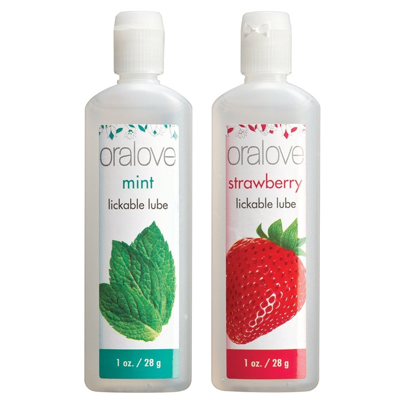 Oralove Dynamic Duo Flavored Lubricants, Strawberry and Mint