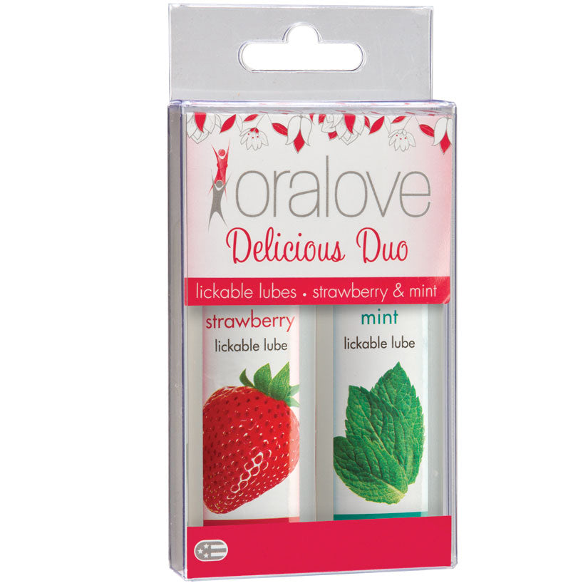 Oralove Dynamic Duo Flavored Lubricants, Strawberry and Mint