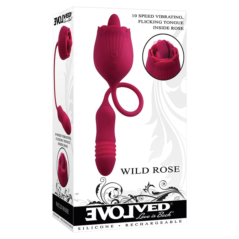 Evolved Wild Rose Thrusting Bullet and Tongue Vibrator