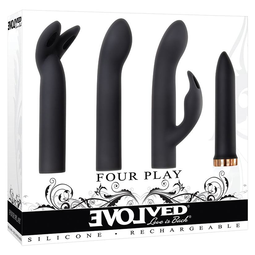 Evolved Four Play Bullet Vibrator Kit with 3 Silicone Sleeves