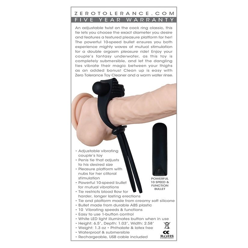 Zero Tolerance Black Tie Affair Adjustable Vibrating Cock Ring