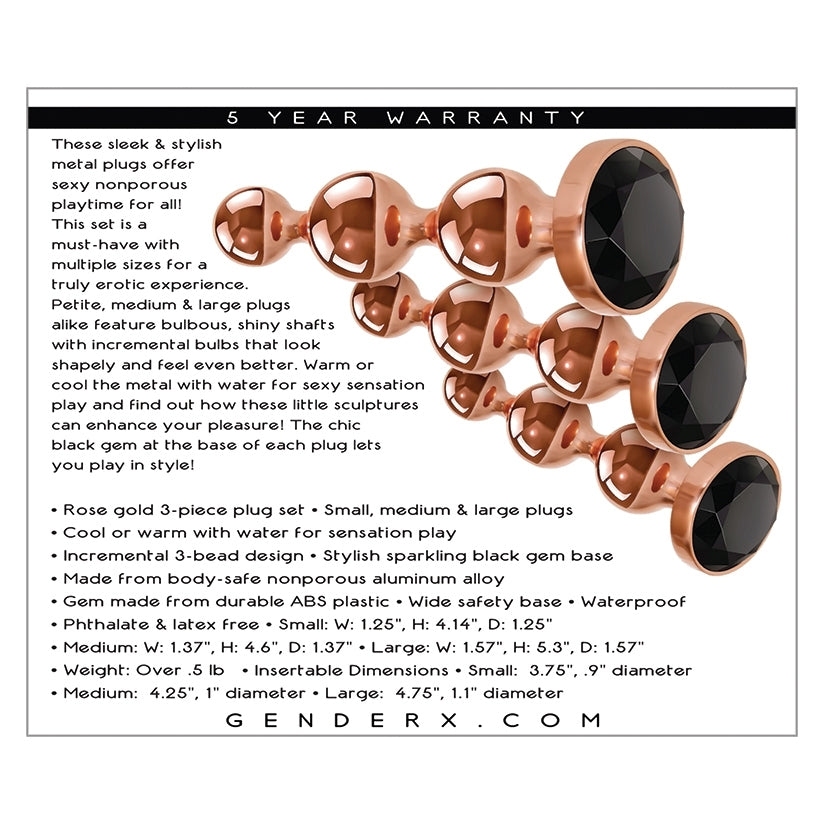 Gender X Gold Digger Set of 3 Metal Beaded Butt Plugs