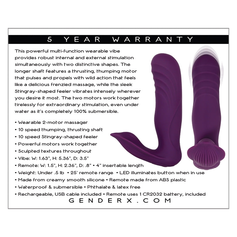 Gender X Velvet Hammer Thrusting Wearable Vibrator with Remote