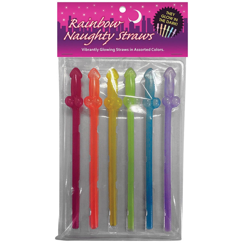 Glow in the Dark Rainbow Naughty Straws 6 Pack
