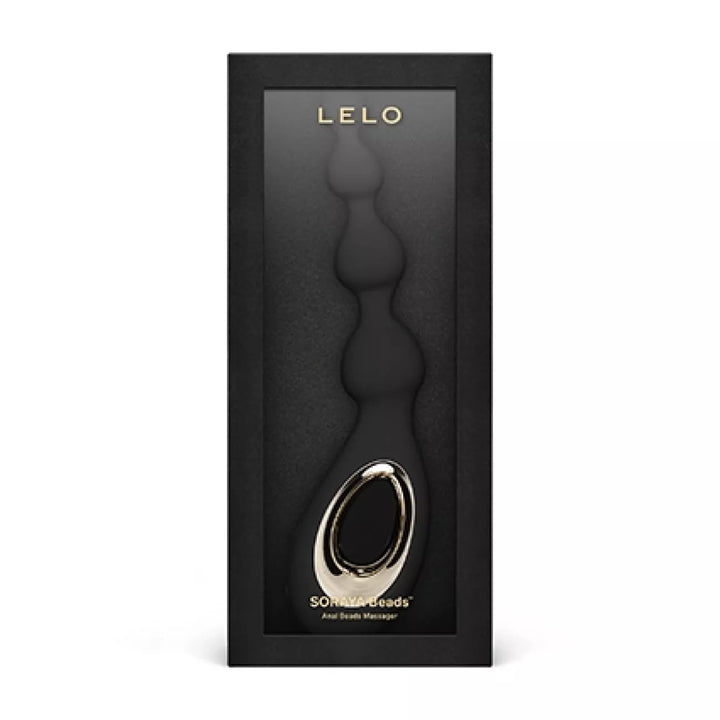 LELO SORAYA Beads Vibrating Anal Beads with Bow-Motion in Black, packaging