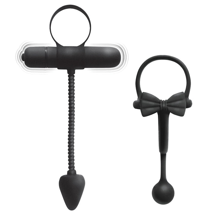 Enhancer Silicone Cock Ring 2 Pack with Vibrating Plug Ring