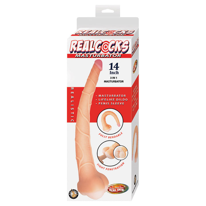 Nasstoys Realcocks Masturbator 3 IN 1-White 14"