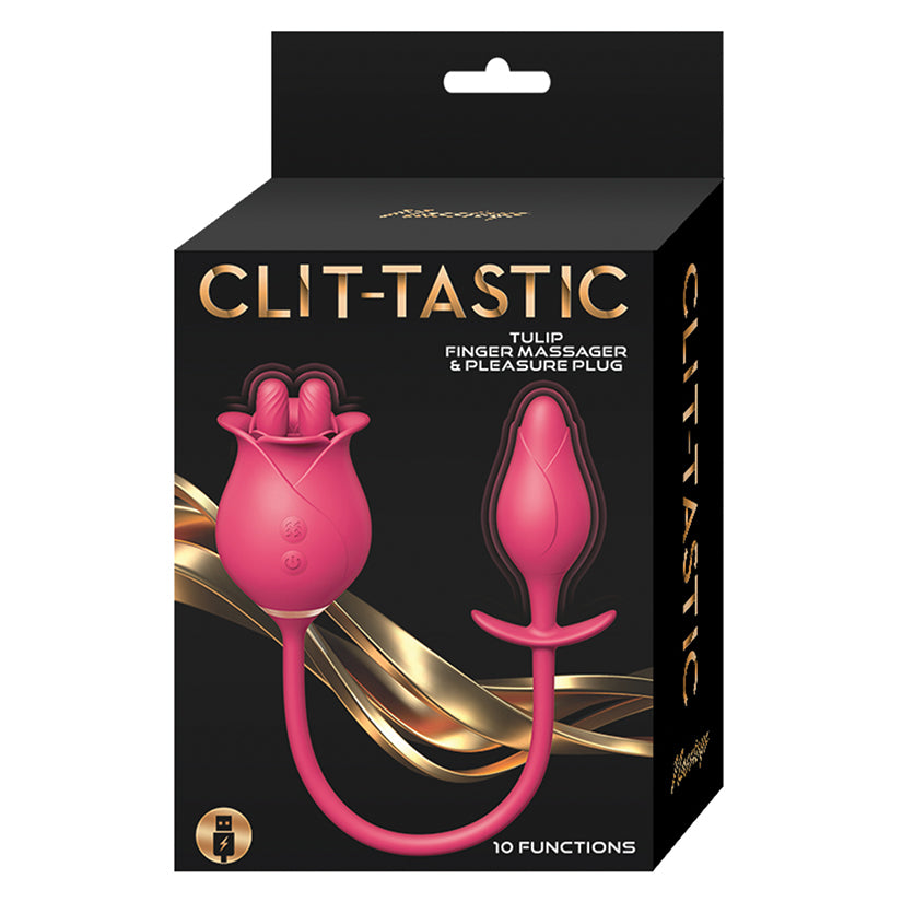 Clit-Tastic Tulip Finger Massager and Pleasure Plug, Red