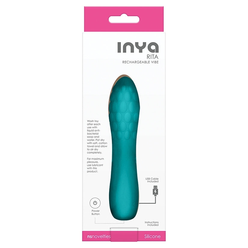Inya Rita Textured Silicone Rechargeable Vibrator - Teal