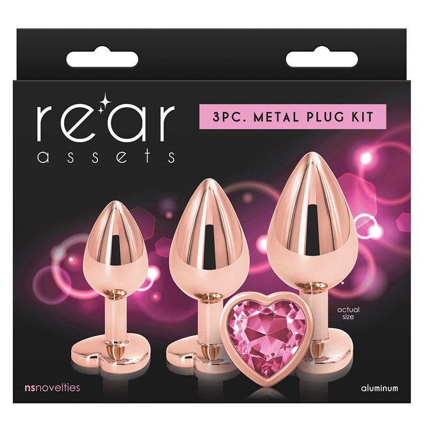 Rear Assets Heart Trainer Kit of 3 Aluminum Anal Plugs