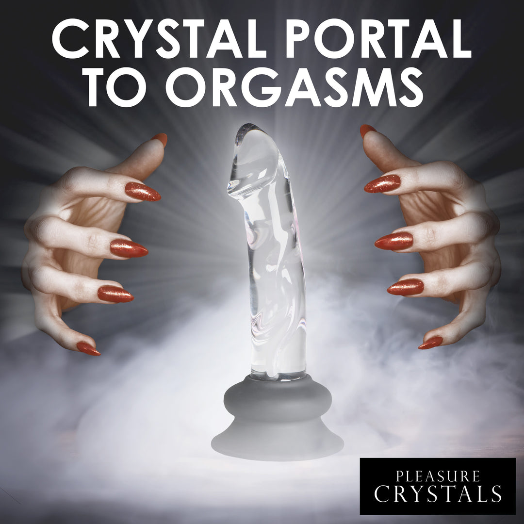 Pleasure Crystals Glass Dildo with Silicone Base, 5.6 Inch