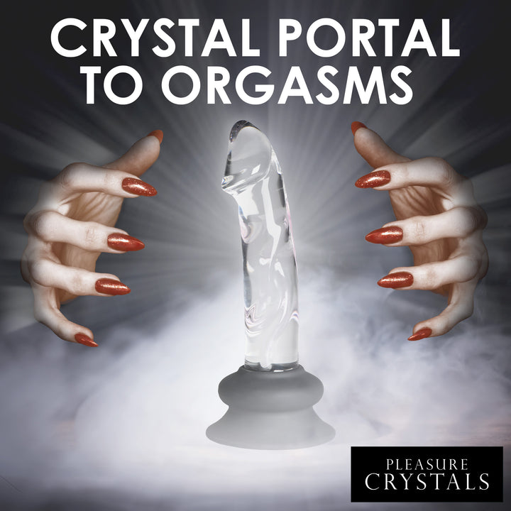 Pleasure Crystals Glass Dildo with Silicone Base, 5.6 Inch