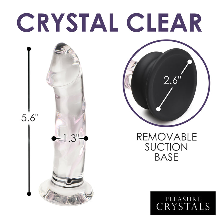 Pleasure Crystals Glass Dildo with Silicone Base, 5.6 Inch