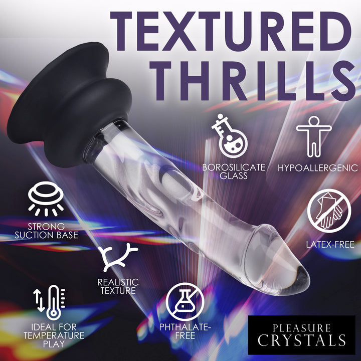 Pleasure Crystals Glass Dildo with Silicone Base, 5.6 Inch
