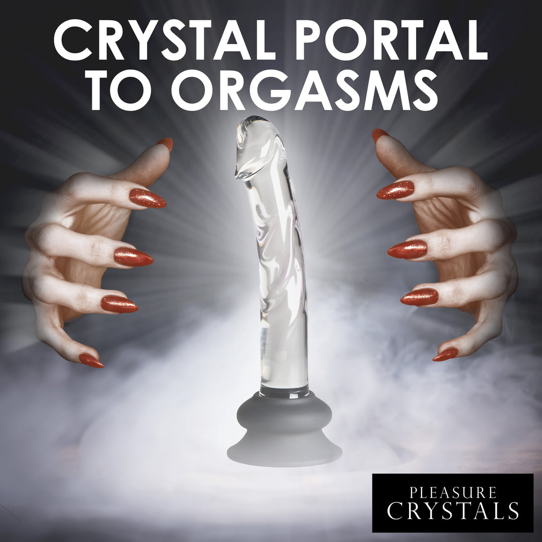 Pleasure Crystals Glass Dildo with Silicone Base, 7 Inch