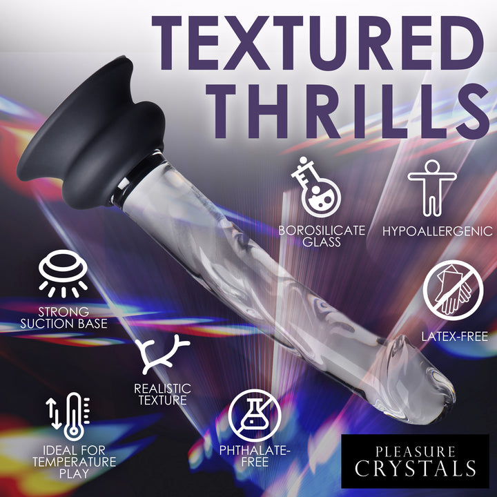 Pleasure Crystals Glass Dildo with Silicone Base, 7 Inch