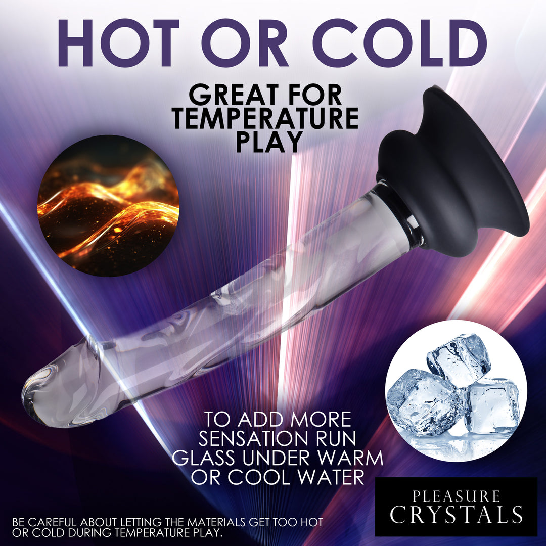 Pleasure Crystals Glass Dildo with Silicone Base, 7 Inch