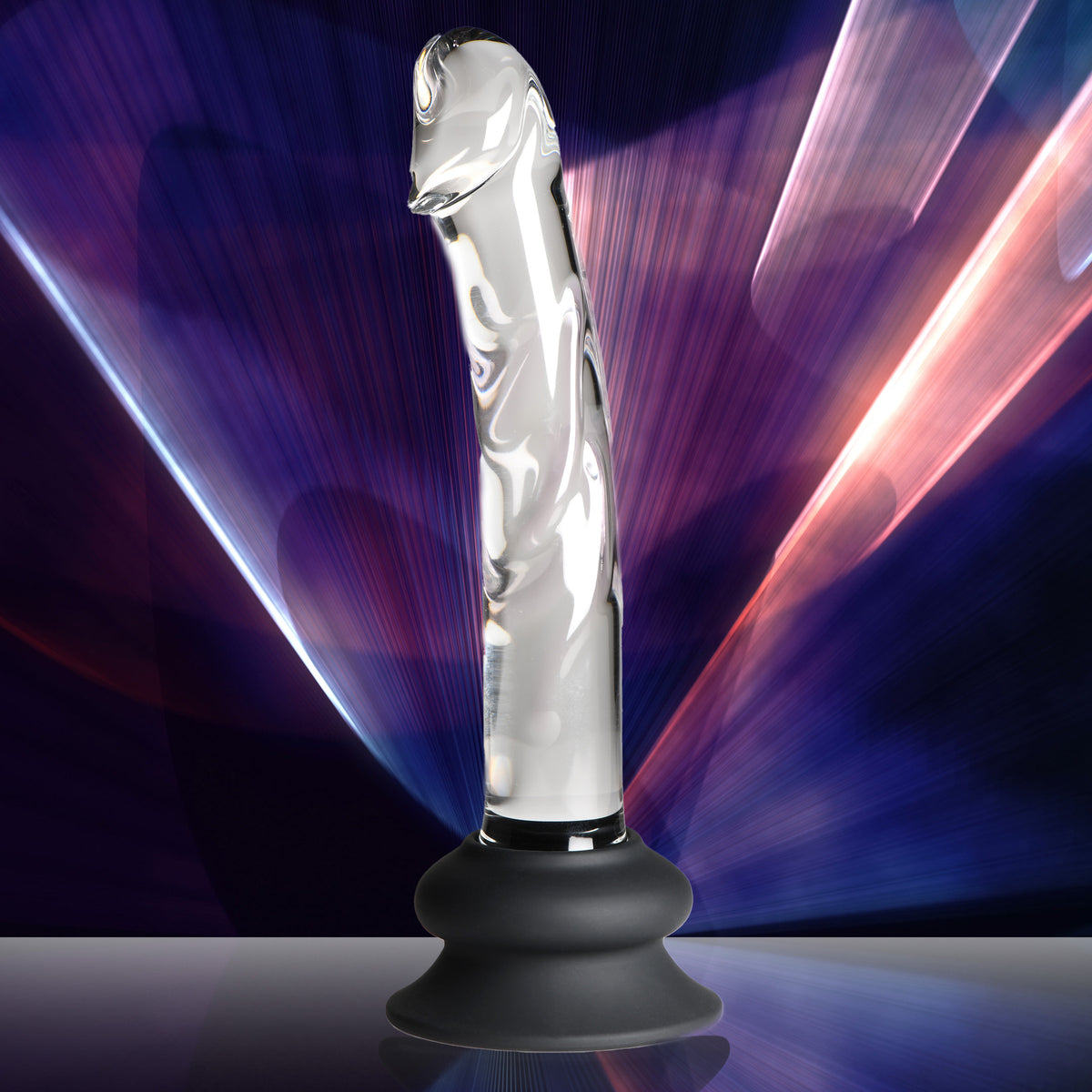 Pleasure Crystals Glass Dildo with Silicone Base, 7 Inch