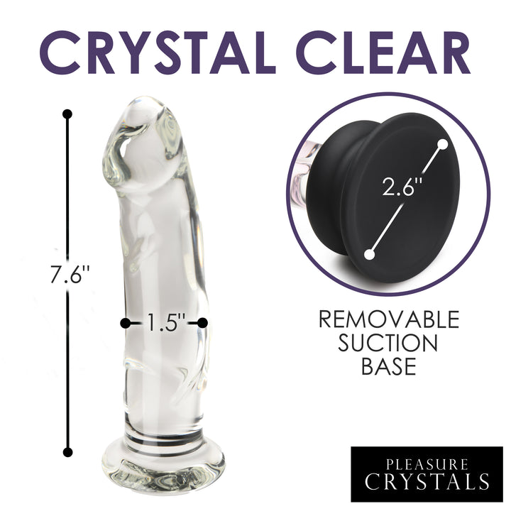 Pleasure Crystals Glass Dildo with Balls, 7.6 Inch