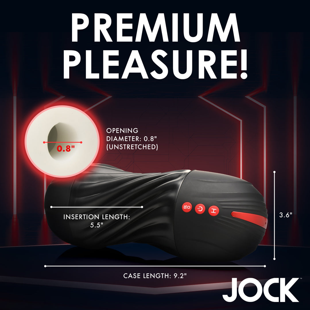 Jock Sucking and Vibrating Masturbator with Squeezable Case