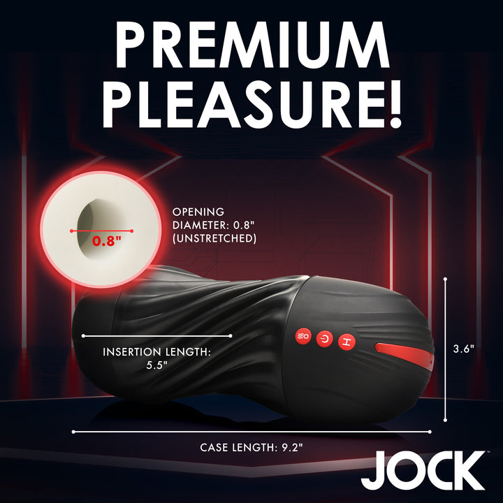 Jock Sucking and Vibrating Masturbator with Squeezable Case