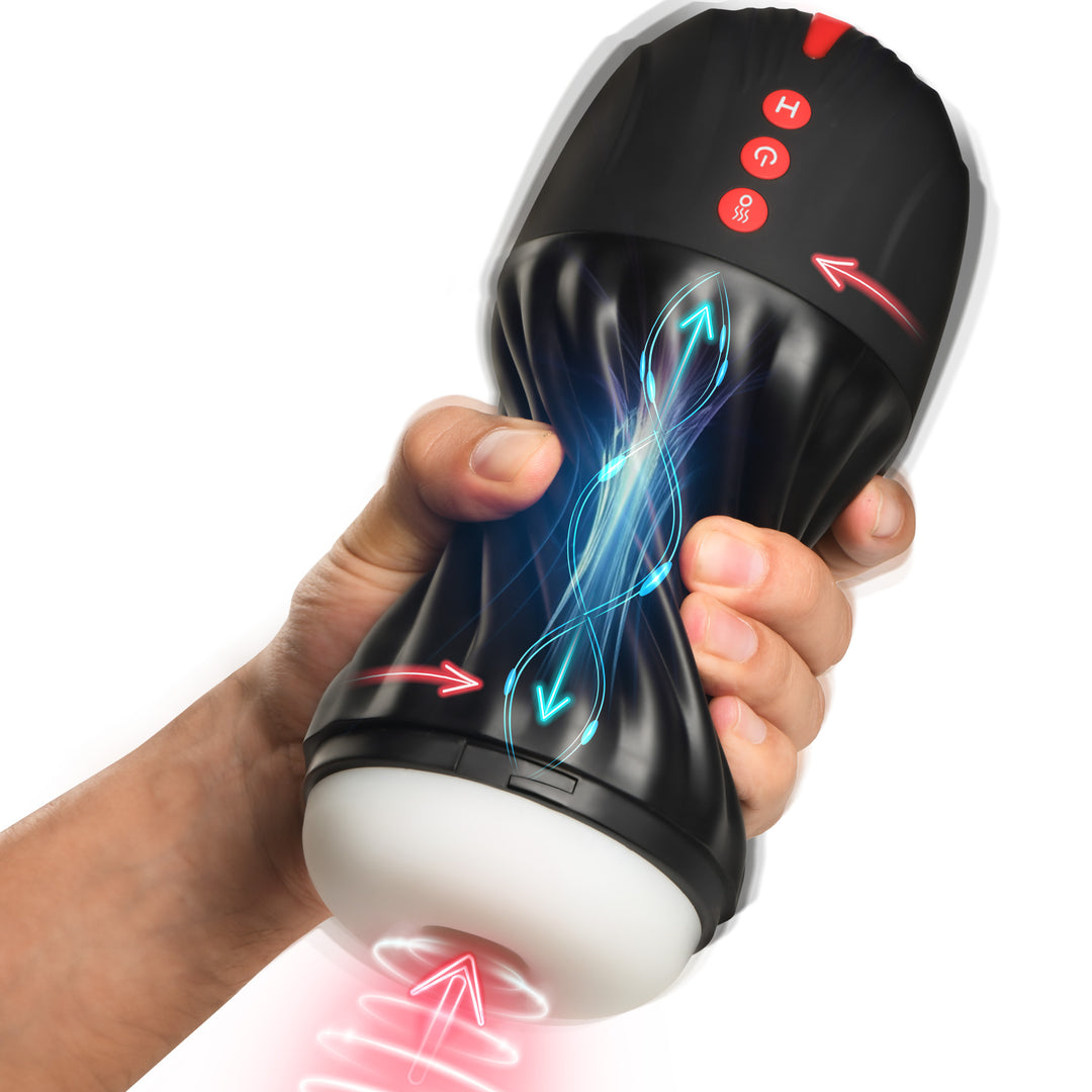 Jock Sucking and Vibrating Masturbator with Squeezable Case