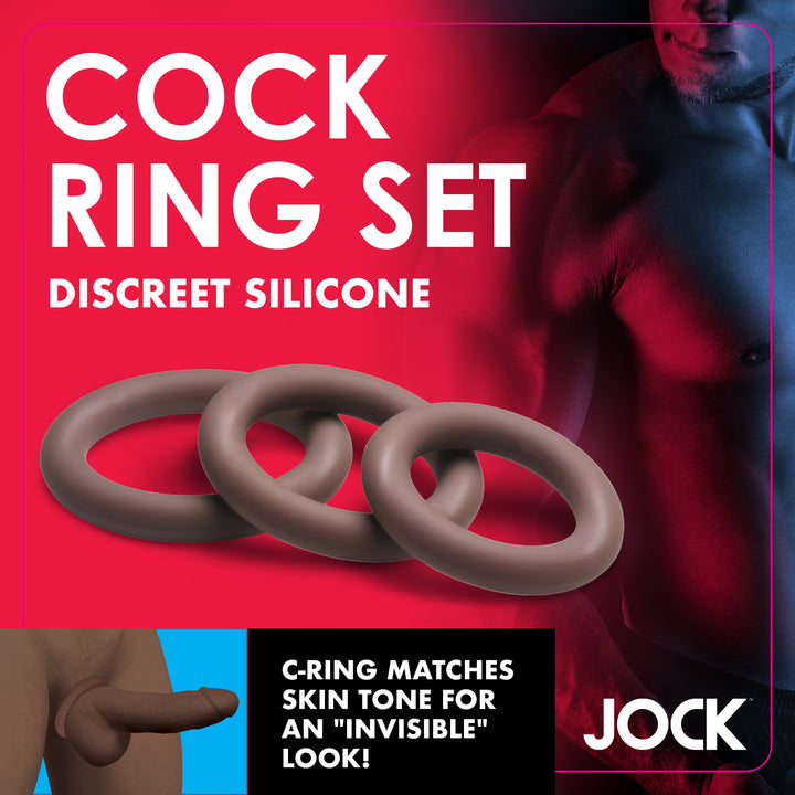 Jock Discreet Silicone Cock Ring Set, Dark