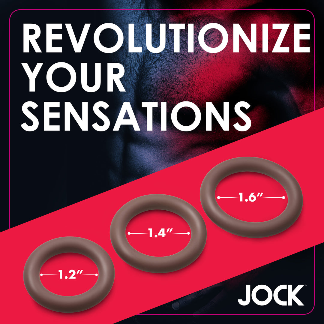 Jock Discreet Silicone Cock Ring Set, Dark