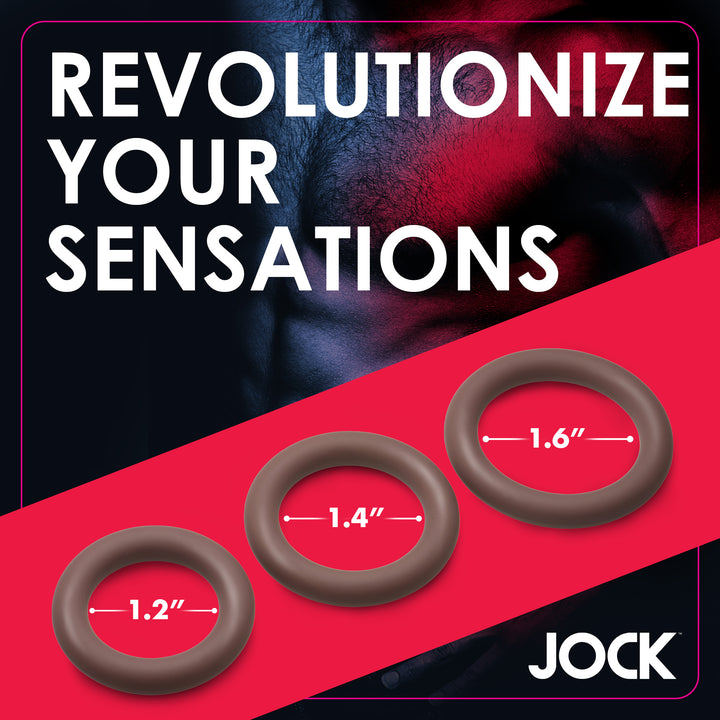 Jock Discreet Silicone Cock Ring Set, Dark