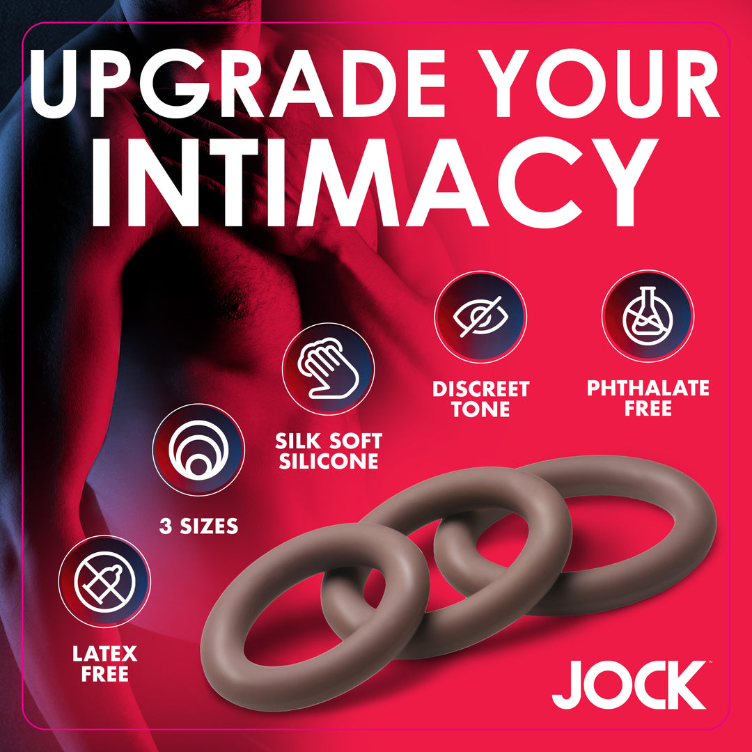 Jock Discreet Silicone Cock Ring Set, Dark