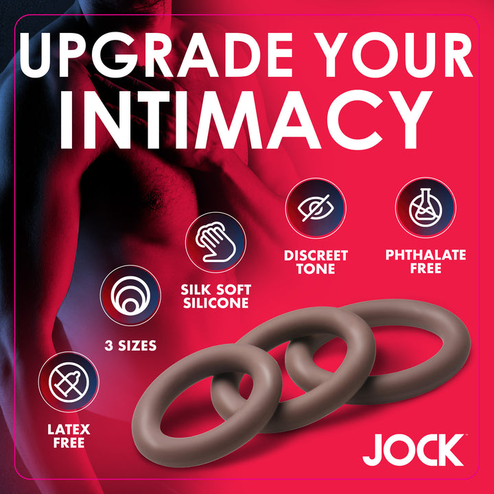 Jock Discreet Silicone Cock Ring Set, Dark