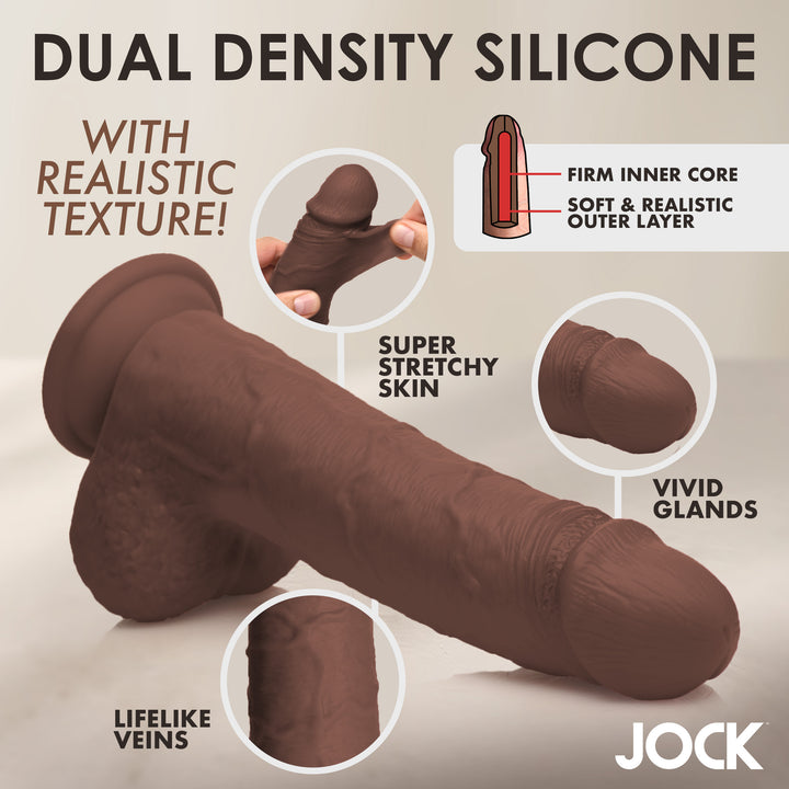 Jock 10 Inch Real Skin Silicone Dildo with Balls