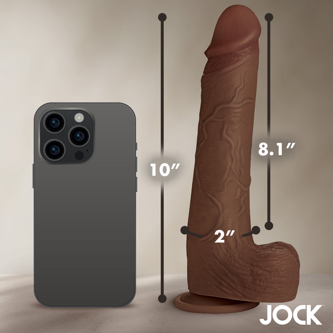 Jock 10 Inch Real Skin Silicone Dildo with Balls