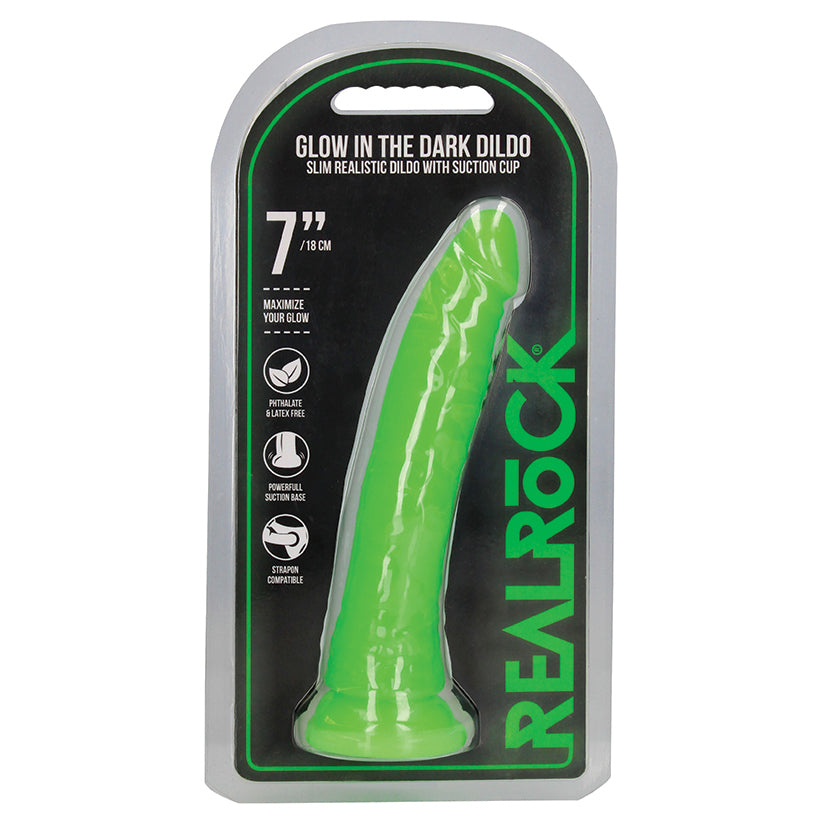 Shots RealRock Slim Glow in the Dark Dildo-Green 7