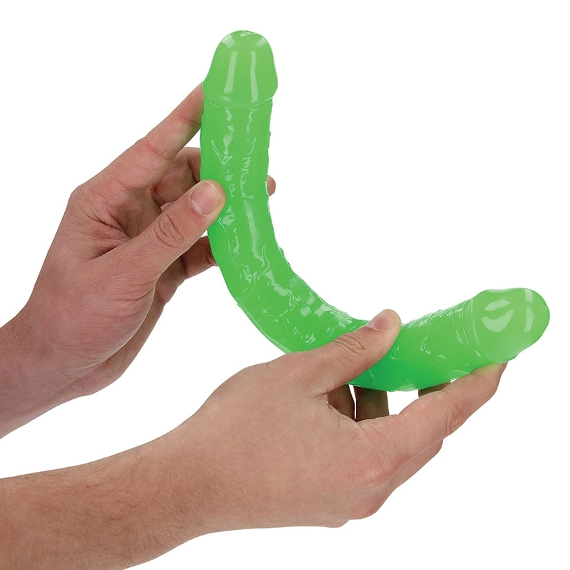 Shots RealRock Glow in the Dark Double Dildo-Green 12