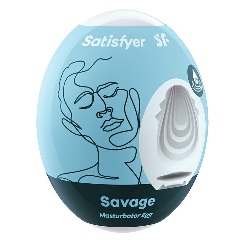 Satisfyer Masturbator Egg Savage Single-Use Stroker retail box