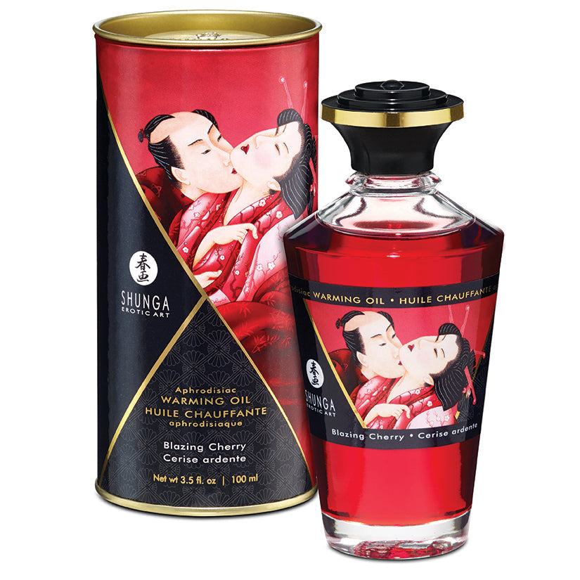 Shunga Aphrodisiac Warming Oil Blazing Cherry 3.5 oz