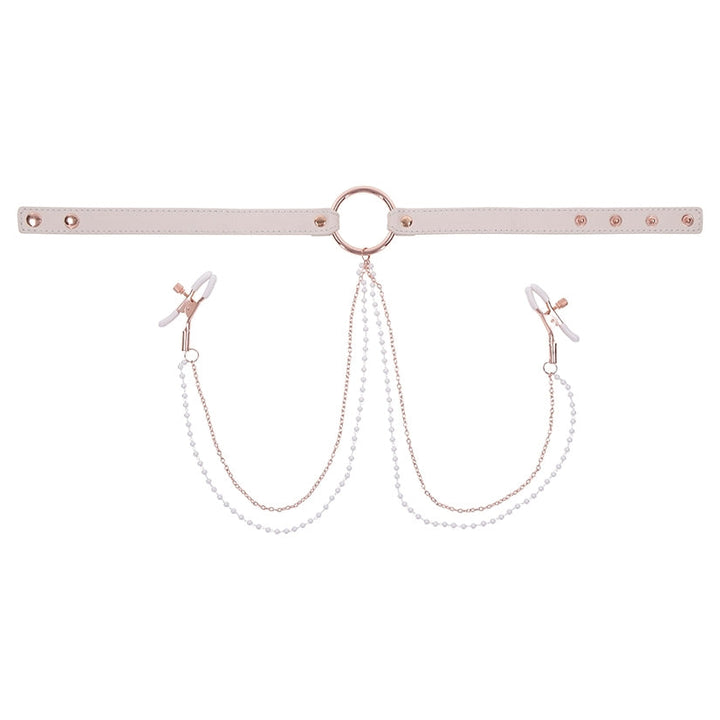 Sportsheets S&M Peaches Ôn CreaMe Collar with Nipple Clamps