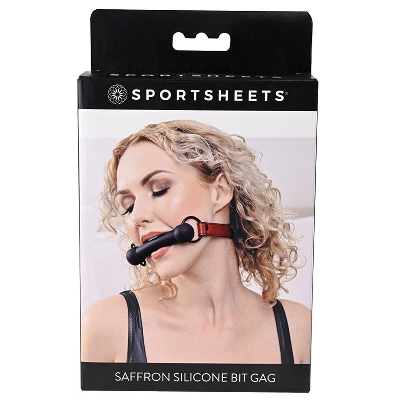 Saffron Silicone Bit Gag with Faux Leather Strap