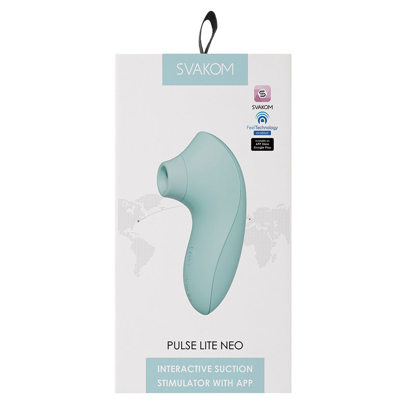 Svakom Pulse Lite Neo App-Controlled Clitoral Stimulator in Seafoam Blue