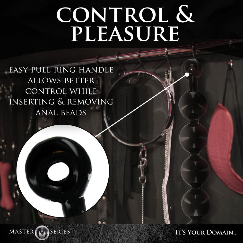Black Baller Smooth 5 Anal Beads w/ Easy Pull Ring