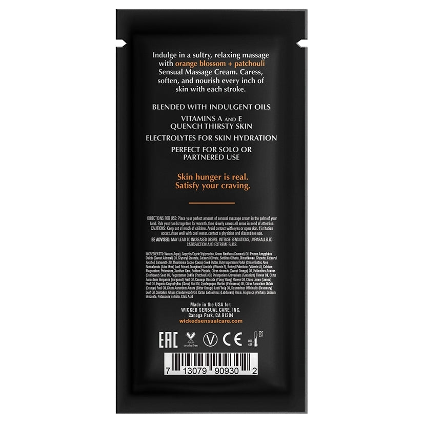 Wicked Sensual Massage Cream Orange Blossom + Patchouli 10ml