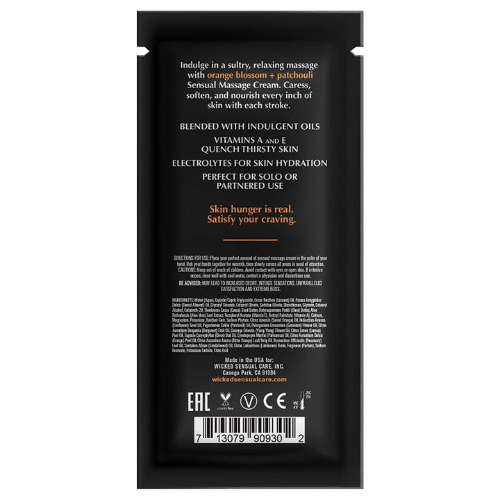 Wicked Sensual Massage Cream Orange Blossom + Patchouli 10ml