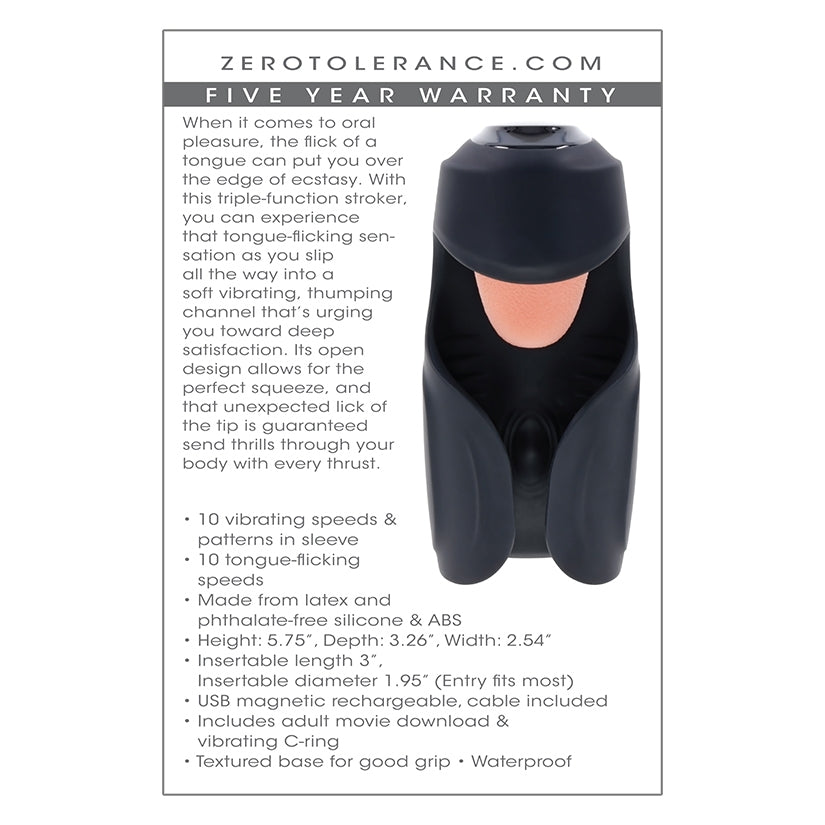 Zero Tolerance Lick the Tip Tongue-Flicking Vibrating Stroker