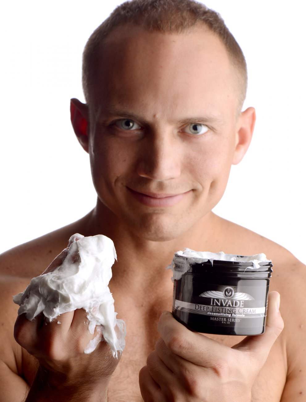 Invade Deep Fisting Cream - 8 oz - shown on model