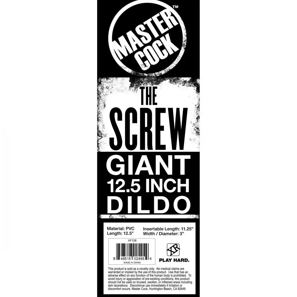 The Screw Giant 12.5 inch Big Black Dildo w/ Suction Cup